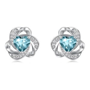 Heart-Centred Petal Cluster Stud Earrings - Light Blue